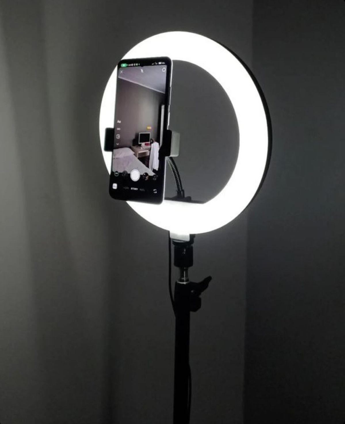 תאורת סלפי מקצועית עם חצובה ושלט